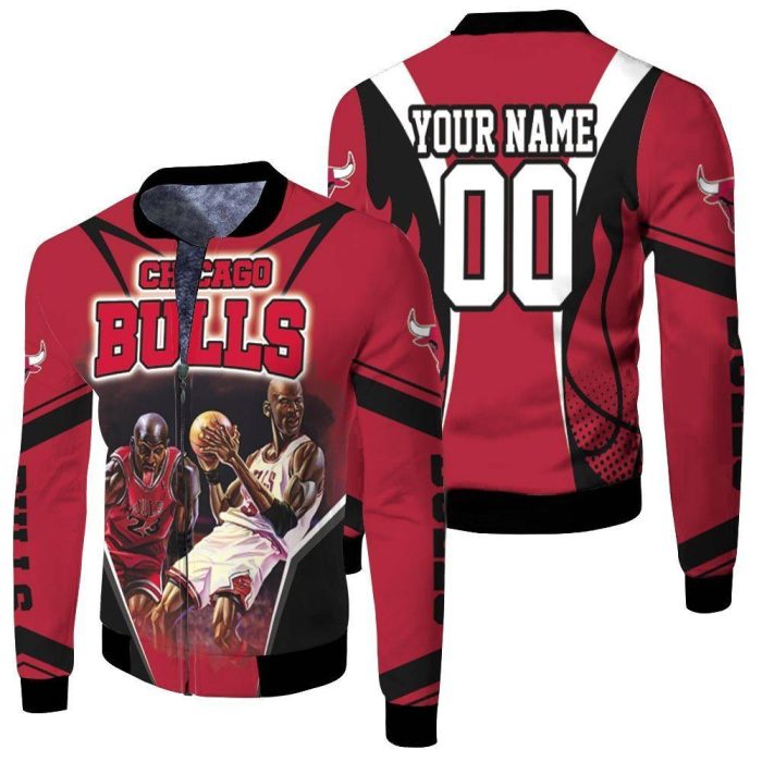 Chicago Bulls Michael Jordan Legends Red Black Personalized Fleece Bomber Jacket