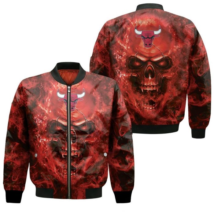 Chicago Bulls NBA Fans Skull Bomber Jacket