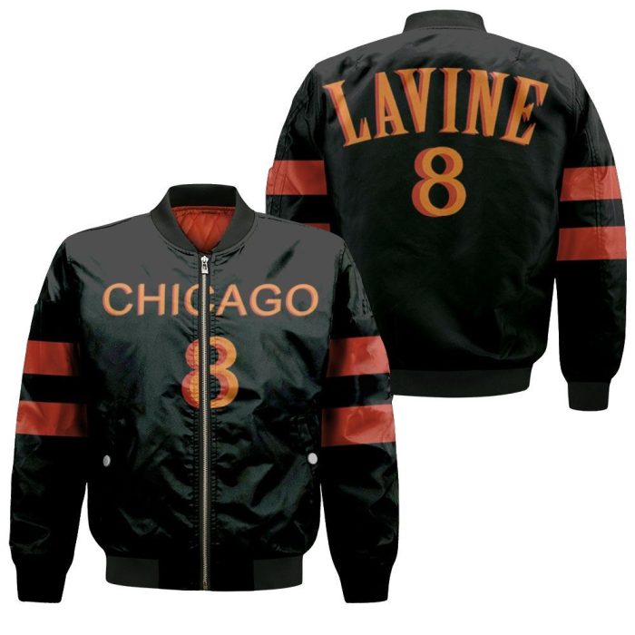 Chicago Bulls Zach Lavine 8 2020 NBA Black Bomber Jacket