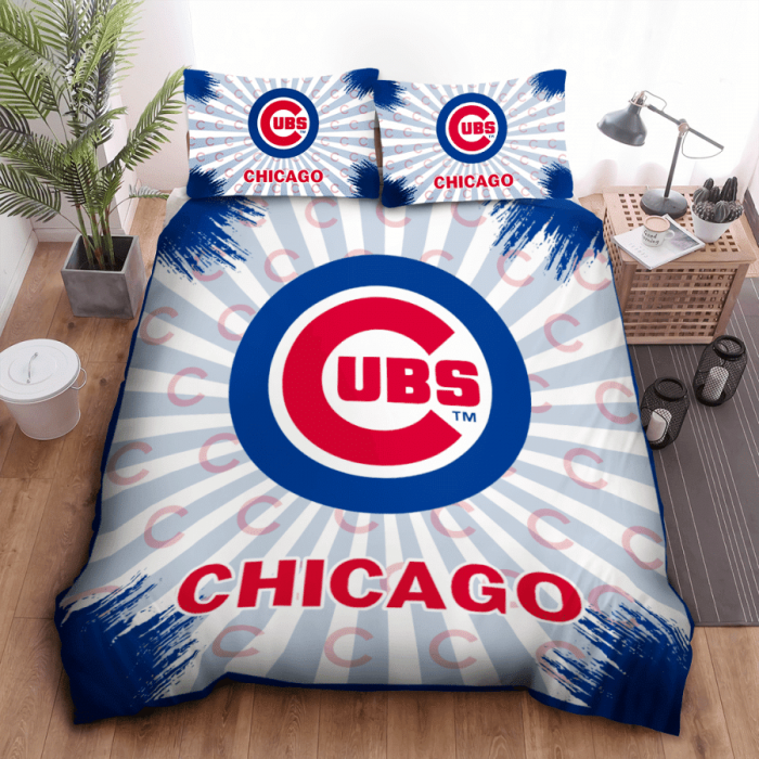 Chicago Cubs Duvet Cover Pillowcase Bedding Set