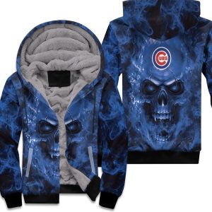 Chicago Cubs Mlb Fans Skull Unisex Fleece Hoodie