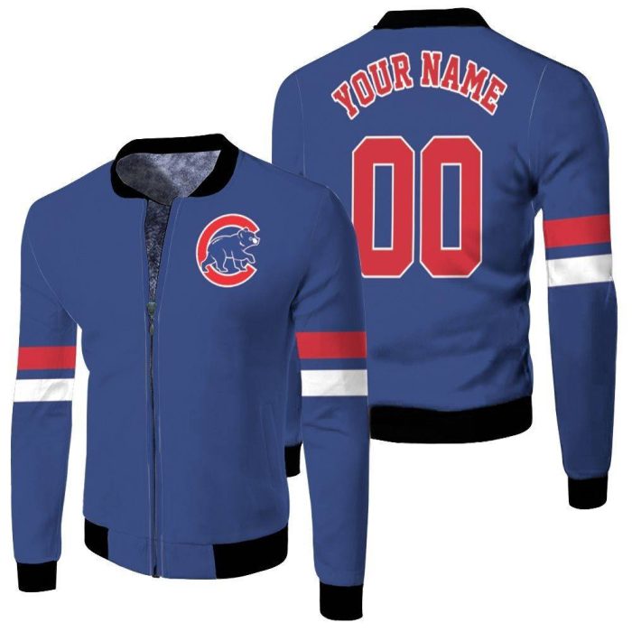 Chicago Cubs Personalized Custom Royal 2019 Inspired Style Fleece Bomber Jacket