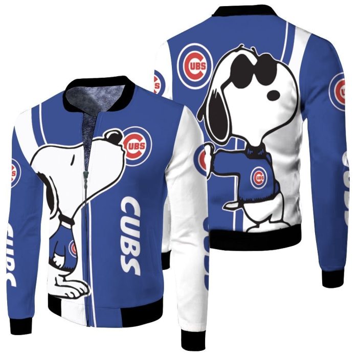 Chicago Cubs Snoopy Lover 3D Printed Fleece Bomber Jacket
