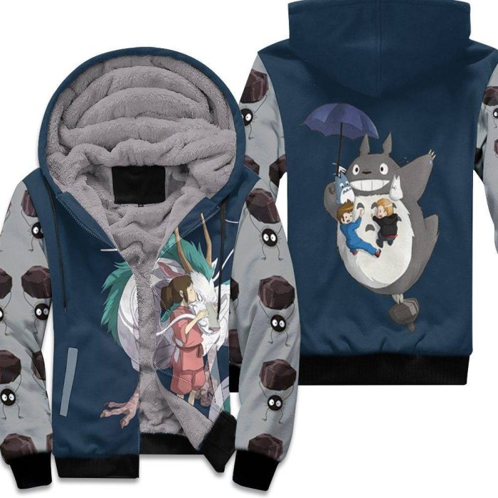 Chihiro Kiss Haku Cute Scene For Spirited Away Studio Ghibli Fan Unisex Fleece Hoodie