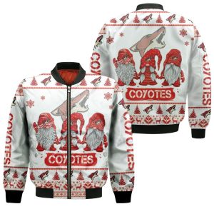 Christmas Gnomes Arizona Coyotes Ugly Christmas 3D Bomber Jacket