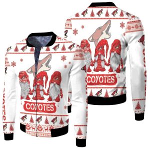 Christmas Gnomes Arizona Coyotes Ugly Christmas 3D Fleece Bomber Jacket
