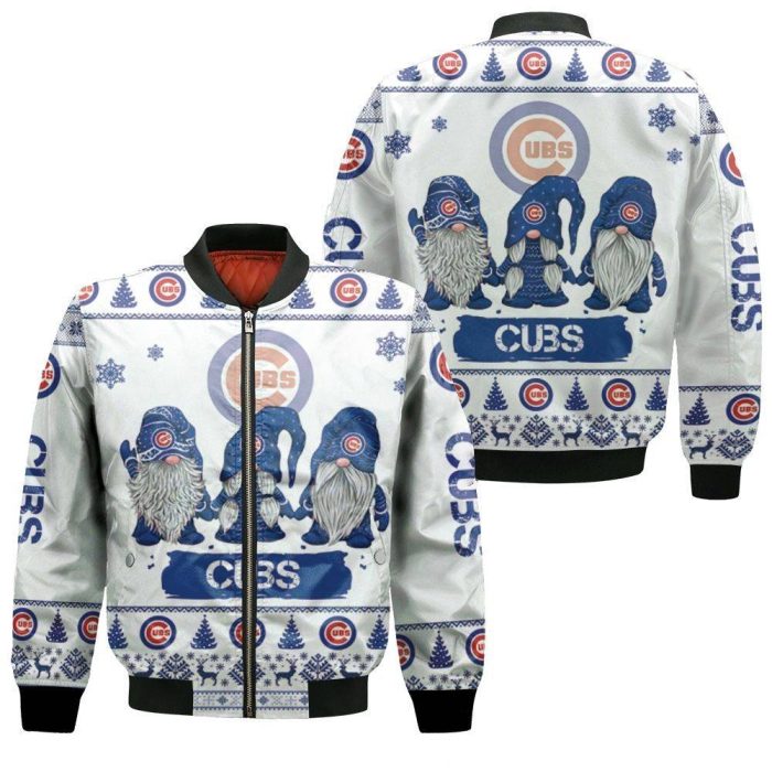 Christmas Gnomes Chicago Cubs Ugly Christmas 3D Bomber Jacket