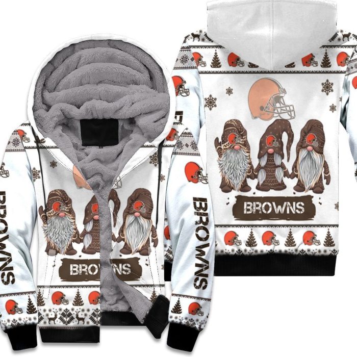 Christmas Gnomes Cleveland Browns Ugly Sweatshirt Christmas 3D Unisex Fleece Hoodie