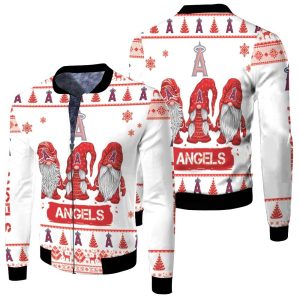 Christmas Gnomes Los Angeles Angels Ugly Christmas 3D Fleece Bomber Jacket