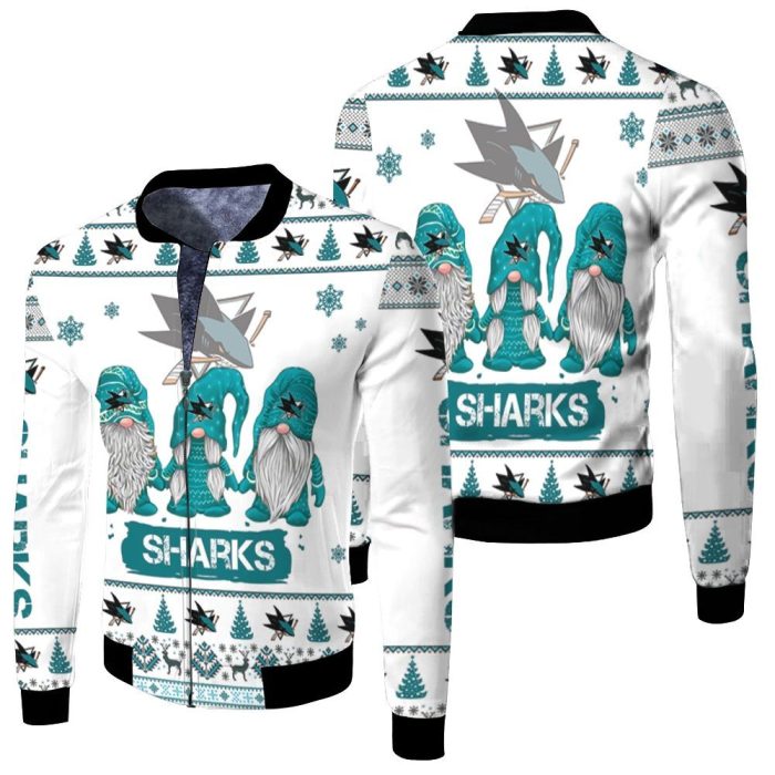 Christmas Gnomes San Jose Sharks Ugly Christmas 3D Fleece Bomber Jacket