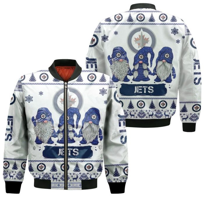 Christmas Gnomes Winnipeg Jets Ugly Christmas 3D Bomber Jacket