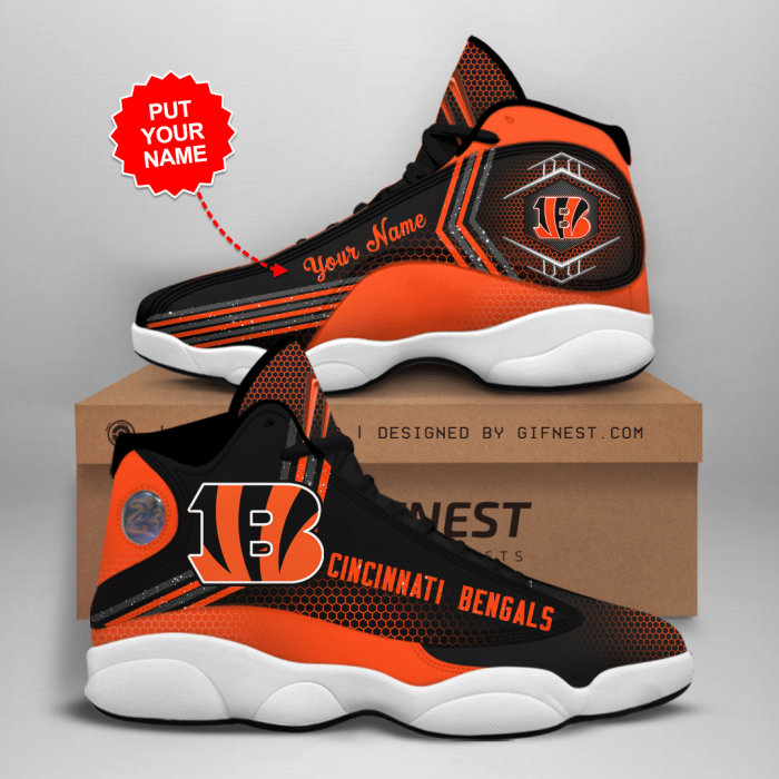 Cincinnati Bengals Men'S Jordan 13 Custom Name Personalized Shoes