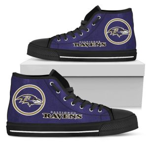 Circle Logo Baltimore Ravens NFL Custom Canvas High Top Shoes