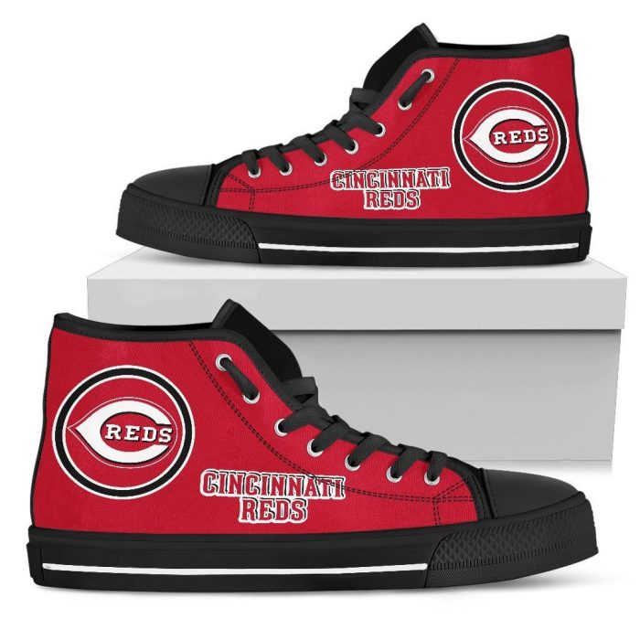 Circle Logo Cincinnati Reds MLB Custom Canvas High Top Shoes