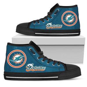 Circle Logo Miami Dolphins NFL Custom Canvas High Top Shoes