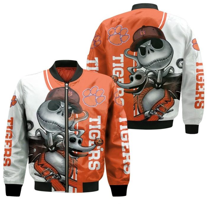 Clemson Tigers Jack Skellington And Zero Bomber Jacket