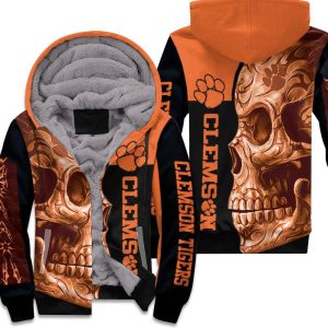 Clemson Tigers Ncaa Skull 3D Unisex Fleece Hoodie