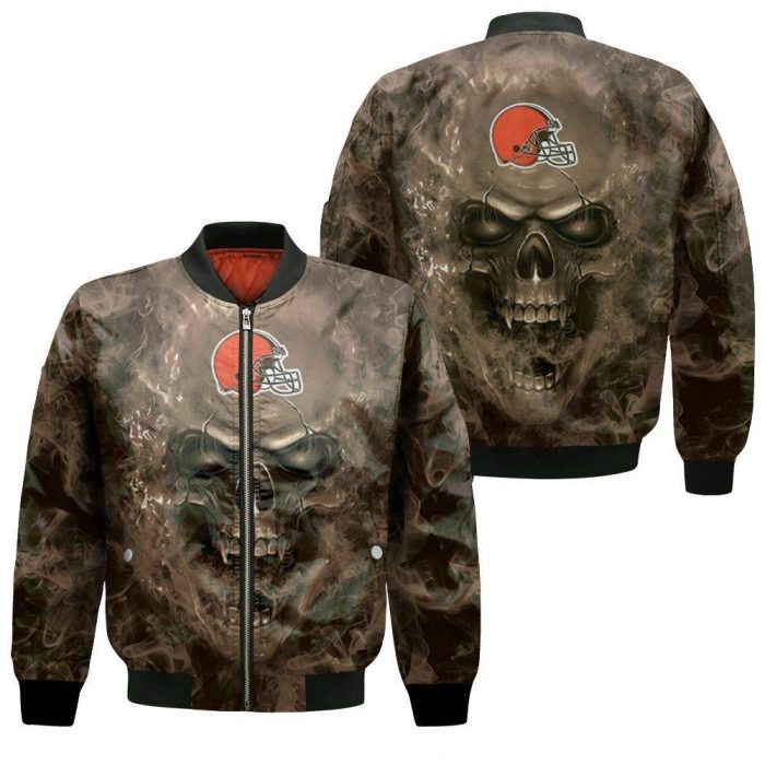 Cleveland Browns NFL Fans Skull Bomber Jacket