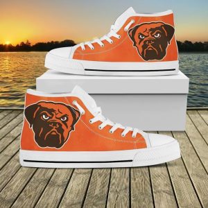 Cleveland Browns NFL Football 1 Custom Canvas High Top Shoes - White Sole
