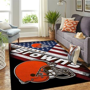 Cleveland Browns Nfl Team Logo American Style Nice Gift Home Decor Rectangle Area Rug Rugs For Living Room