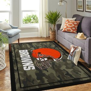Cleveland Browns Nfl Team Logo Camo Style Nice Gift Home Decor Rectangle Area Rug