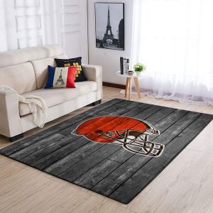 Cleveland Browns Nfl Team Logo Grey Wooden Style Style Nice Gift Home Decor Rectangle Area Rug