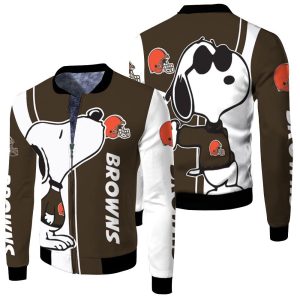 Cleveland Browns Snoopy Lover 3D Printed Fleece Bomber Jacket