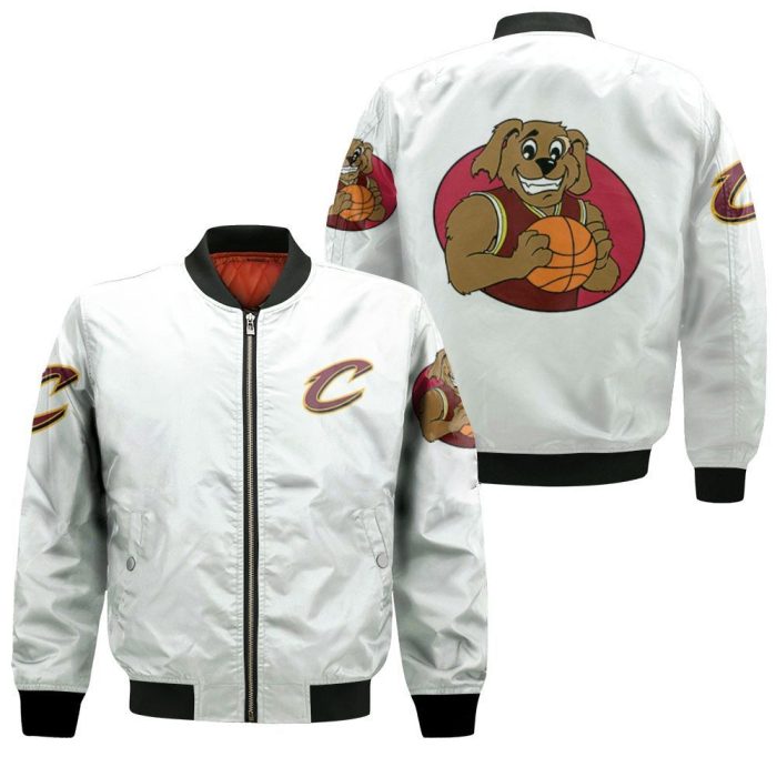 Cleveland Cavaliers Basketball Classic Mascot Logo Gift For Cavaliers Fans White Bomber Jacket