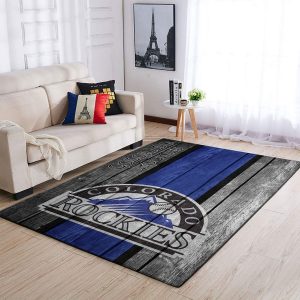 Colorado Rockies Mlb Team Logo Wooden Style Style Nice Gift Home Decor Rectangle Area Rug