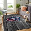 Columbus Blue Jackets Nhl Team Logo Grey Wooden Style Nice Gift Home Decor Rectangle Area Rug