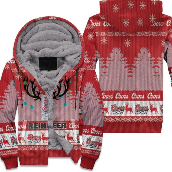 Coors Light Reinbeer Ugly Christmas 3D Unisex Fleece Hoodie