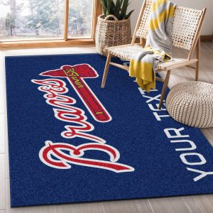 Customizable Atlanta Braves Personalized Accent Rug Mlb Team Logos Living Room Rug Home Decor Floor Decor
