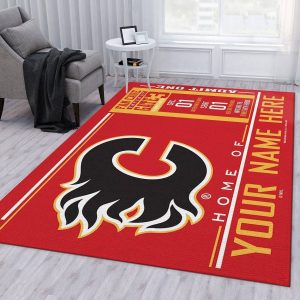 Customizable Calgary Flames Wincraft Personalized Nhl Rug Bedroom Rug Floor Decor