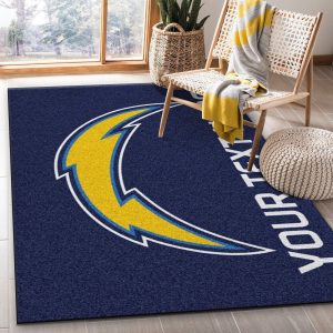 Customizable Los Angeles Chargers Personalized Accent Rug Nfl Team Logos Area Rug Living Room Rug Family