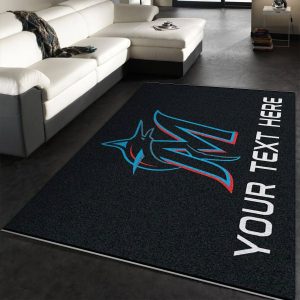 Customizable Miami Marlins Personalized Accent Rug Area Rug Carpet Living Room And Bedroom Rug