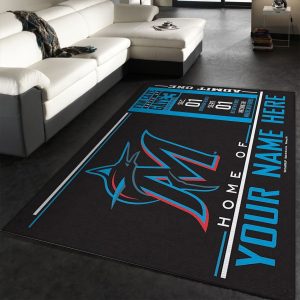 Customizable Miami Marlins Wincraft Personalized Area Rug Living Room Rug Us Decor