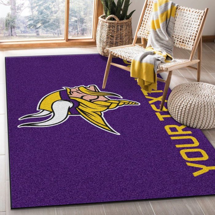 Customizable Minnesota Vikings Personalized Accent Rug Nfl Area Rug Living Room And Bedroom Rug