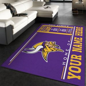Customizable Minnesota Vikings Wincraft Personalized Nfl Team Logos Area Rug Living Room And Bedroom Rug Family