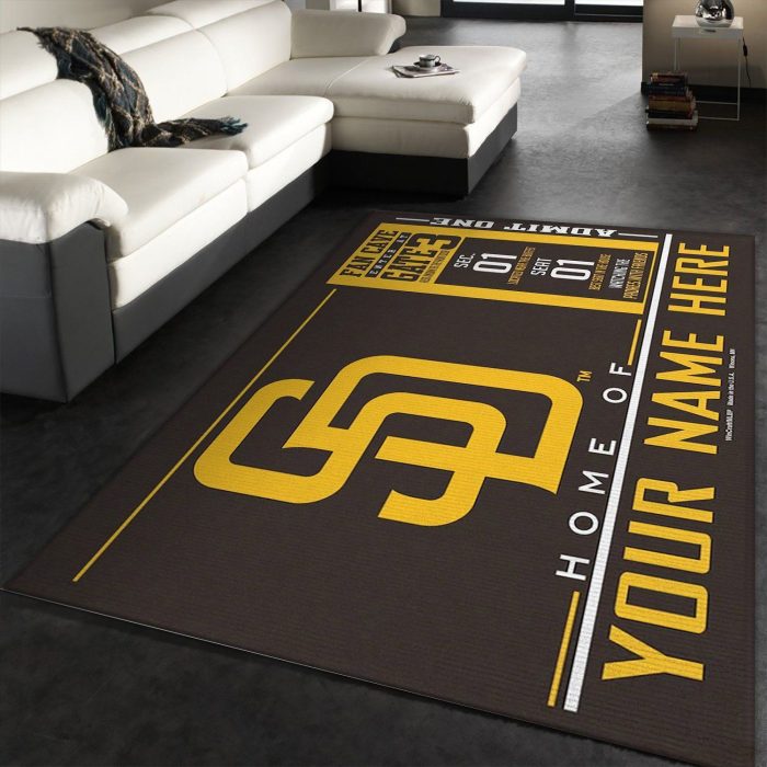 Customizable San Diego Padres Wincraft Personalized Area Rug Carpet Living Room And Bedroom Rug