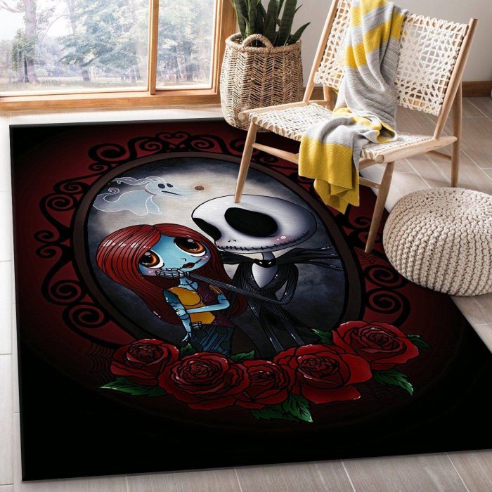 Cute Jack Skellington And Sally Carpet Rug Living Room Rugs Floor Decor