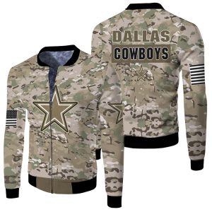 Dallas Cowboys Camouflage Pattern 3D Fleece Bomber Jacket