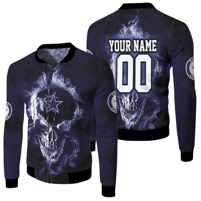 Dallas Cowboys Skull NFL Fan 3D Personalized Fleece Bomber Jacket