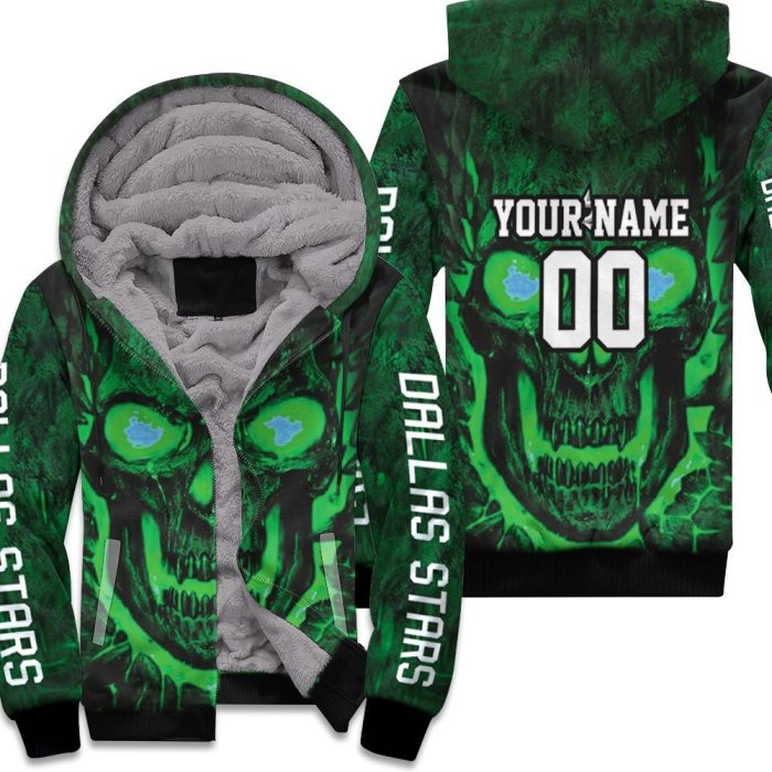 Dallas Stars Skull 3D Personalized Unisex Fleece Hoodie