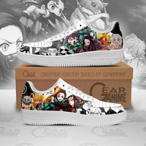 Demon Slayer Air Force 1 Sneakers Mixed Manga Style Anime Shoes