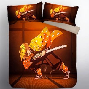 Demon Slayer Kimetsu no Yaiba Agatsuma Zenitsu #10 Duvet Cover Pillowcase Bedding Set