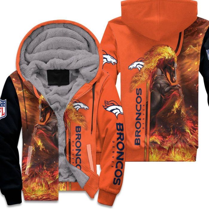 Denver Broncos Fire Horse Unisex Fleece Hoodie