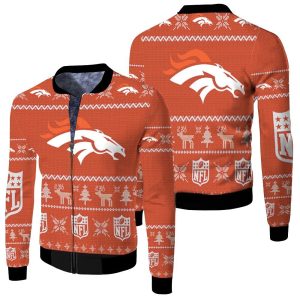 Denver Broncos NFL Ugly Christmas 3D Fleece Bomber Jacket