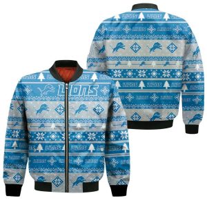 Detroit Lions For Lions Lover Ugly Christmas 3D Bomber Jacket