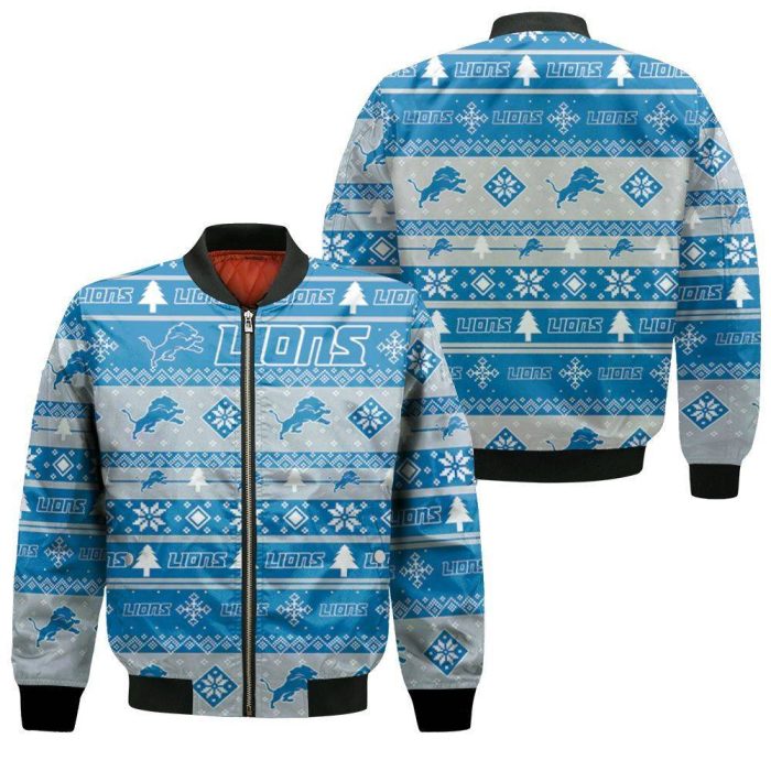 Detroit Lions For Lions Lover Ugly Christmas 3D Bomber Jacket