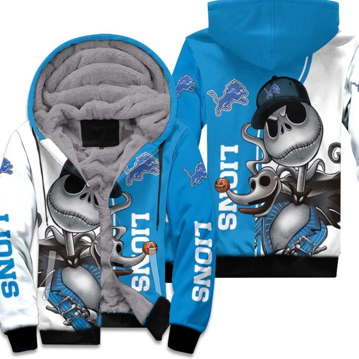 Detroit Lions Jack Skellington And Zero Unisex Fleece Hoodie